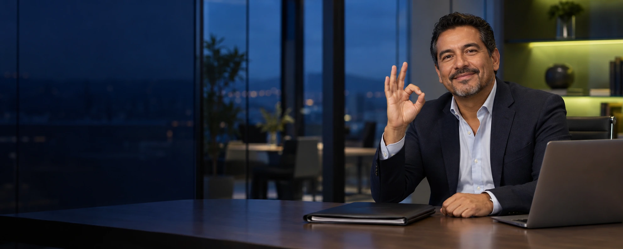 A satisfied professional giving a gesture of approval; illustrative image, not a testimonial from an actual client