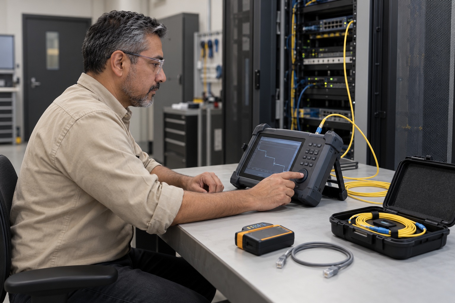 Illustrative scene of Fiber and copper network maintenance