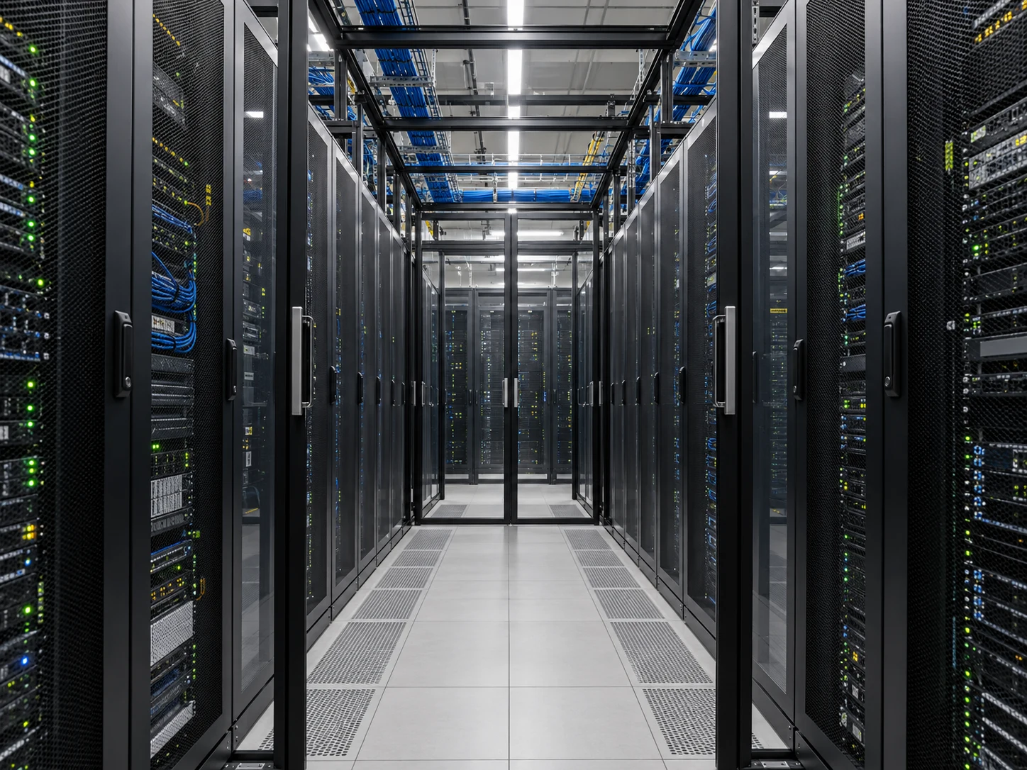 Aisle of racks in a data center