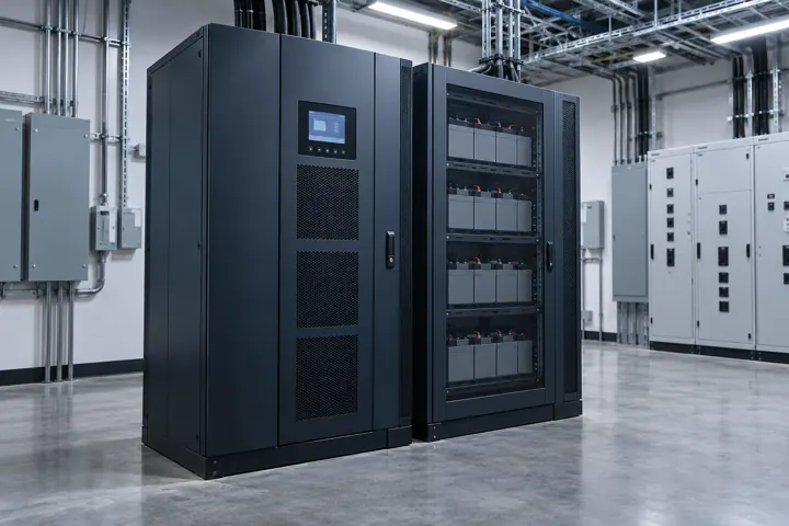 Industrial UPS with a battery cabinet