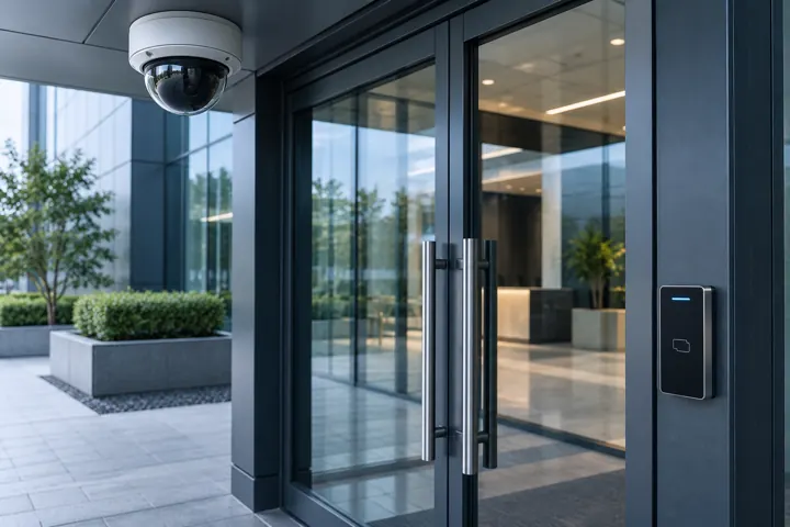 Camera and access control at an entrance