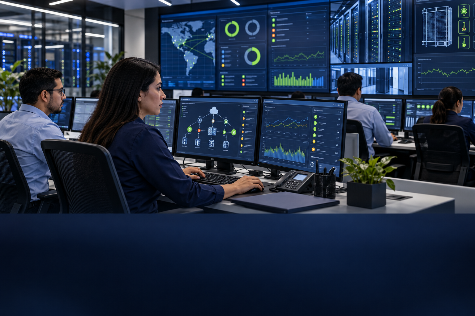 Imagen ilustrativa de monitoreo de infraestructura y equipos compatibles